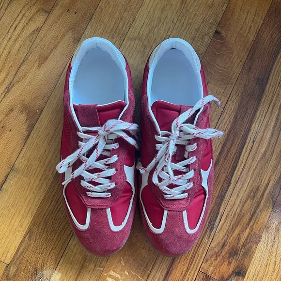 TB.490 RIFE SHEEN RED LEATHER SNEAKERS Size 9 / 40 - Picture 7 of 8
